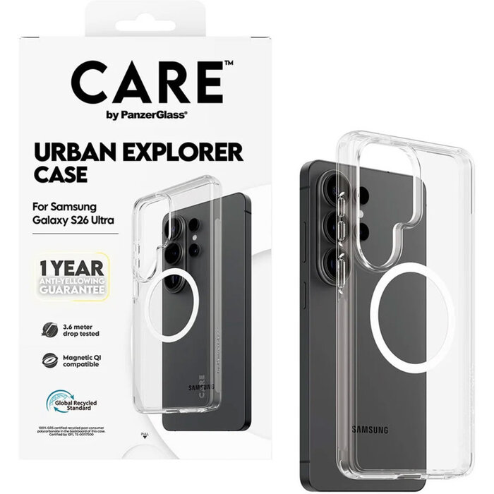 CARE by PanzerGlass CARE by PanzerGlass Urban Explorer Case Transparent w. White Qi Samsung Galaxy S26 Ultra