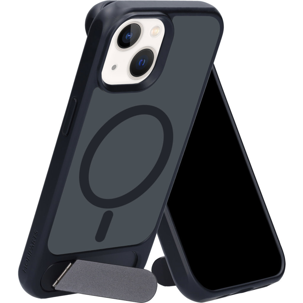 Mobiparts Mobiparts Hardcover Apple iPhone 13/14/15 with Stand Function Satin Black (Magsafe Compatible)
