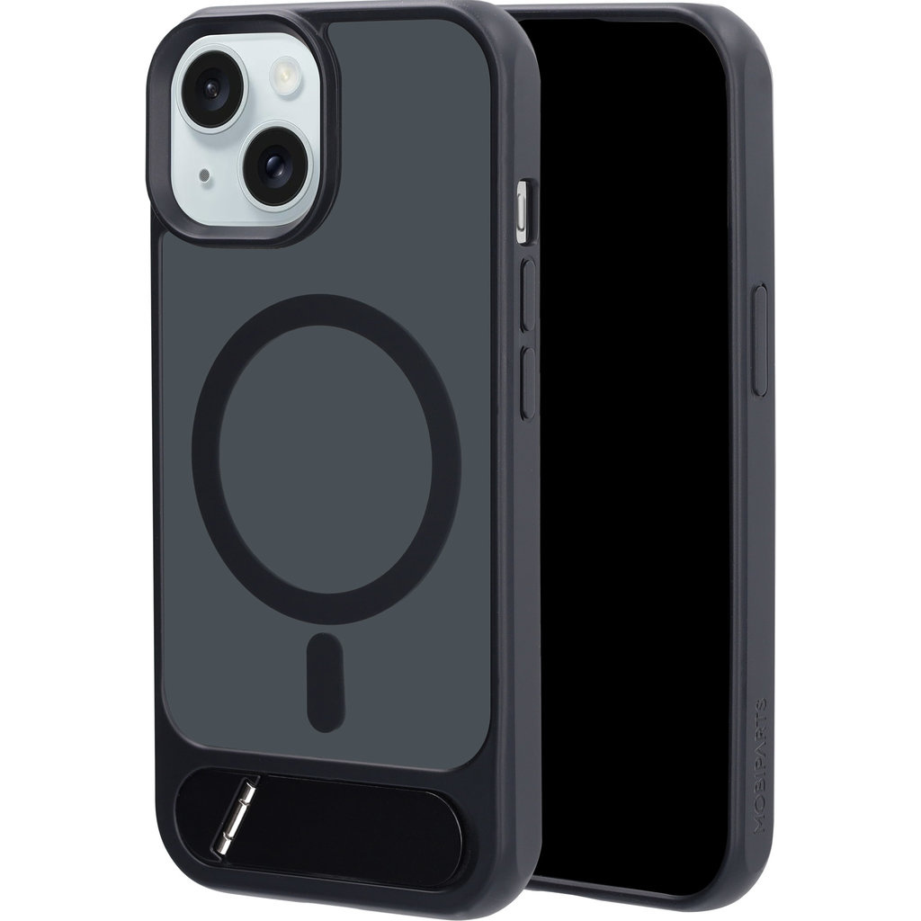 Mobiparts Mobiparts Hardcover Apple iPhone 13/14/15 with Stand Function Satin Black (Magsafe Compatible)