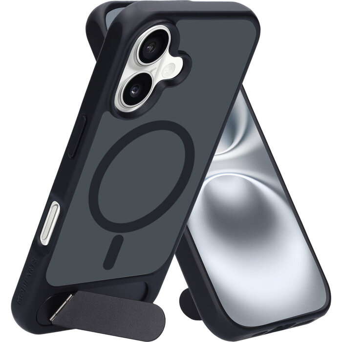 Mobiparts Mobiparts Hardcover Apple iPhone 16 with Stand Function Satin Black (Magsafe Compatible)