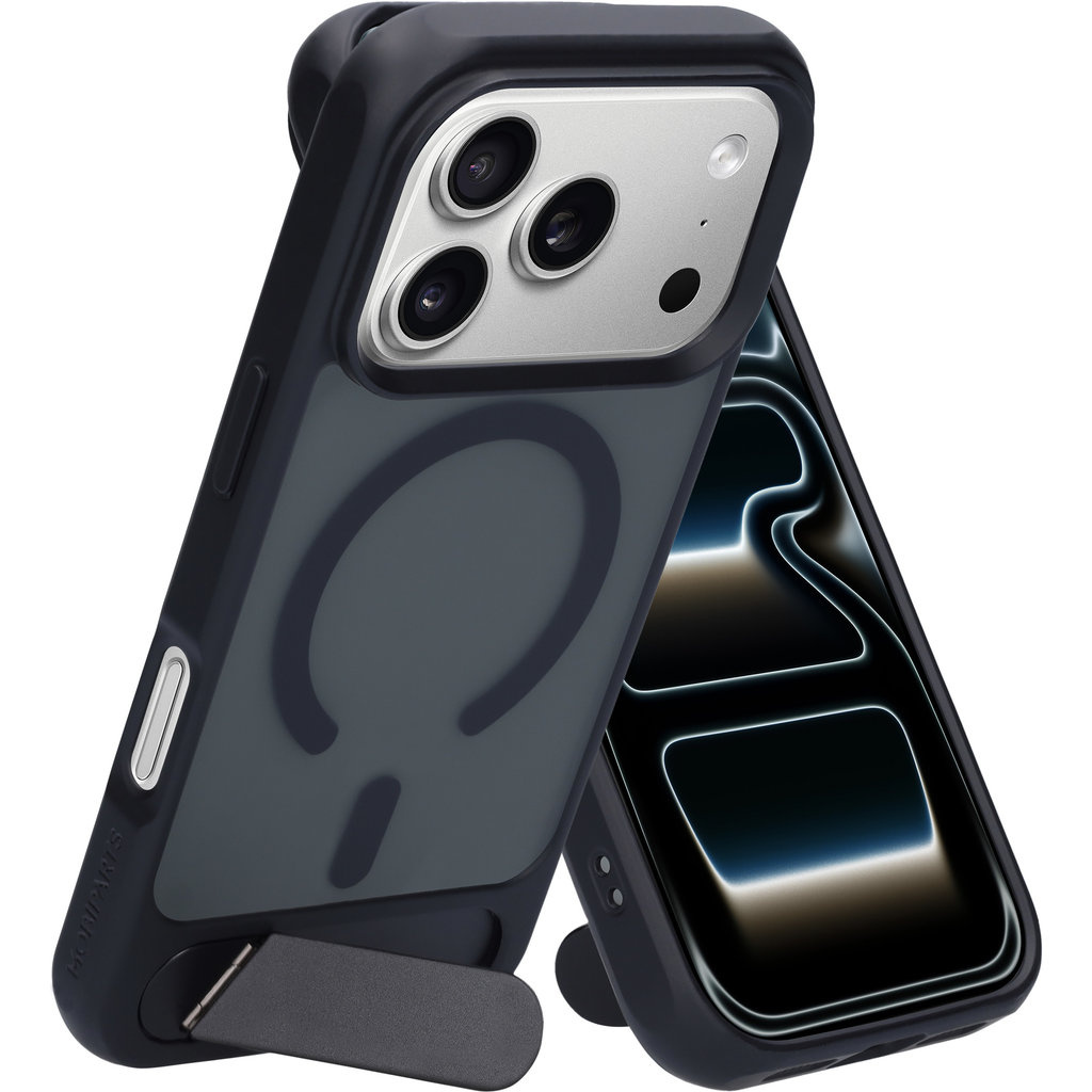 Mobiparts Mobiparts Hardcover Apple iPhone 17 Pro with Stand Function Satin Black (Magsafe Compatible)