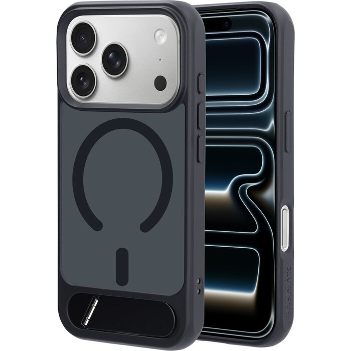 Mobiparts Mobiparts Hardcover Apple iPhone 17 Pro with Stand Function Satin Black (Magsafe Compatible)