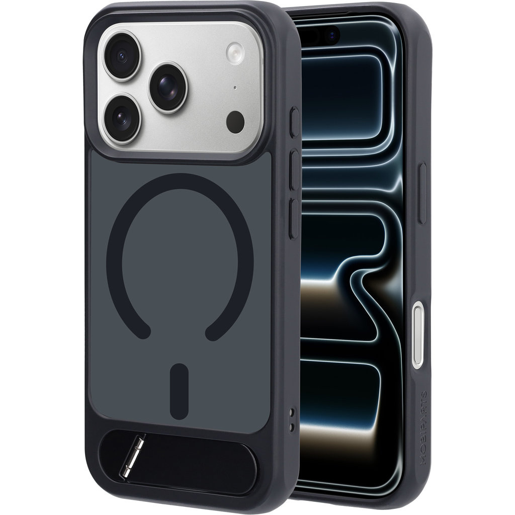Mobiparts Mobiparts Hardcover Apple iPhone 17 Pro with Stand Function Satin Black (Magsafe Compatible)
