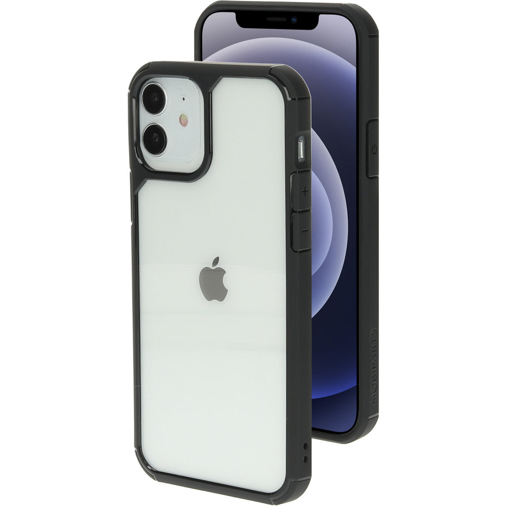 Mobiparts Mobiparts Rugged Clear Case voor iPhone 12 / 12 Pro - Zwart (Bulk)