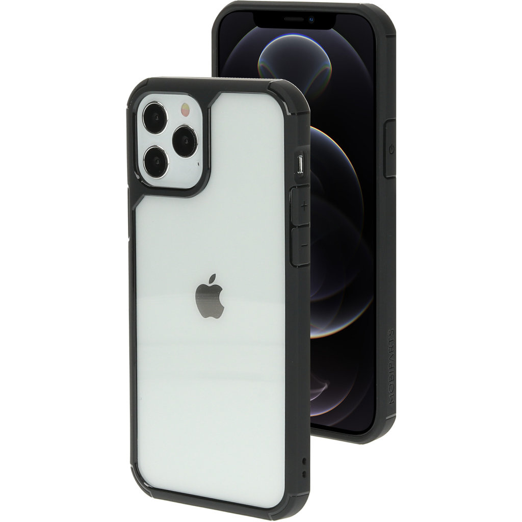 Mobiparts Mobiparts Rugged Clear Case voor iPhone 12 / 12 Pro - Zwart (Bulk)