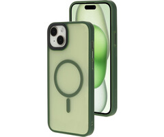 Mobiparts Mobiparts Hardcover voor Apple iPhone 15 Plus - MagSafe - Satijn Groen