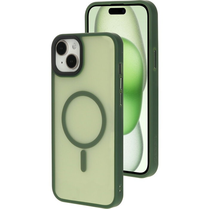 Mobiparts Mobiparts Hardcover voor Apple iPhone 15 Plus - MagSafe - Satijn Groen