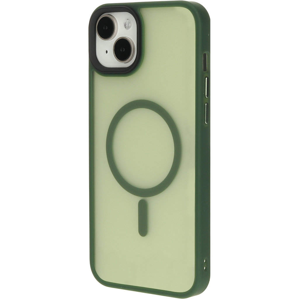 Mobiparts Mobiparts Hardcover voor Apple iPhone 15 Plus - MagSafe - Satijn Groen