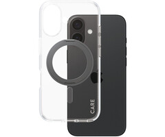 CARE by PanzerGlass PanzerGlass CARE MagSafe Hoesje voor iPhone 16 met Zwarte Kickstand - Transparant
