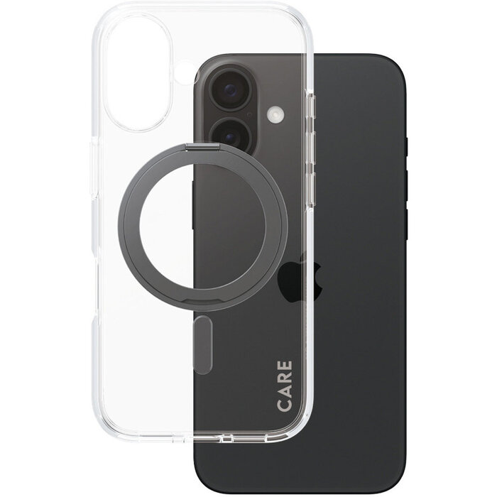 CARE by PanzerGlass CARE by PanzerGlass Feature Case Transparent w. Black Kickstand & MagSafe iPhone 16