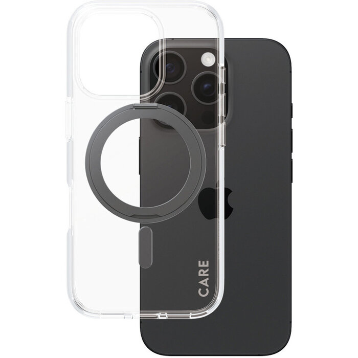 CARE by PanzerGlass CARE by PanzerGlass Feature Case Transparent w. Black Kickstand & MagSafe iPhone 16 Pro