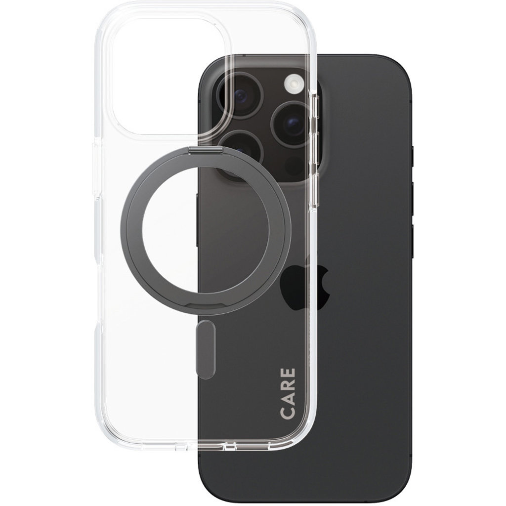 CARE by PanzerGlass CARE by PanzerGlass Feature Case Transparent w. Black Kickstand & MagSafe iPhone 16 Pro