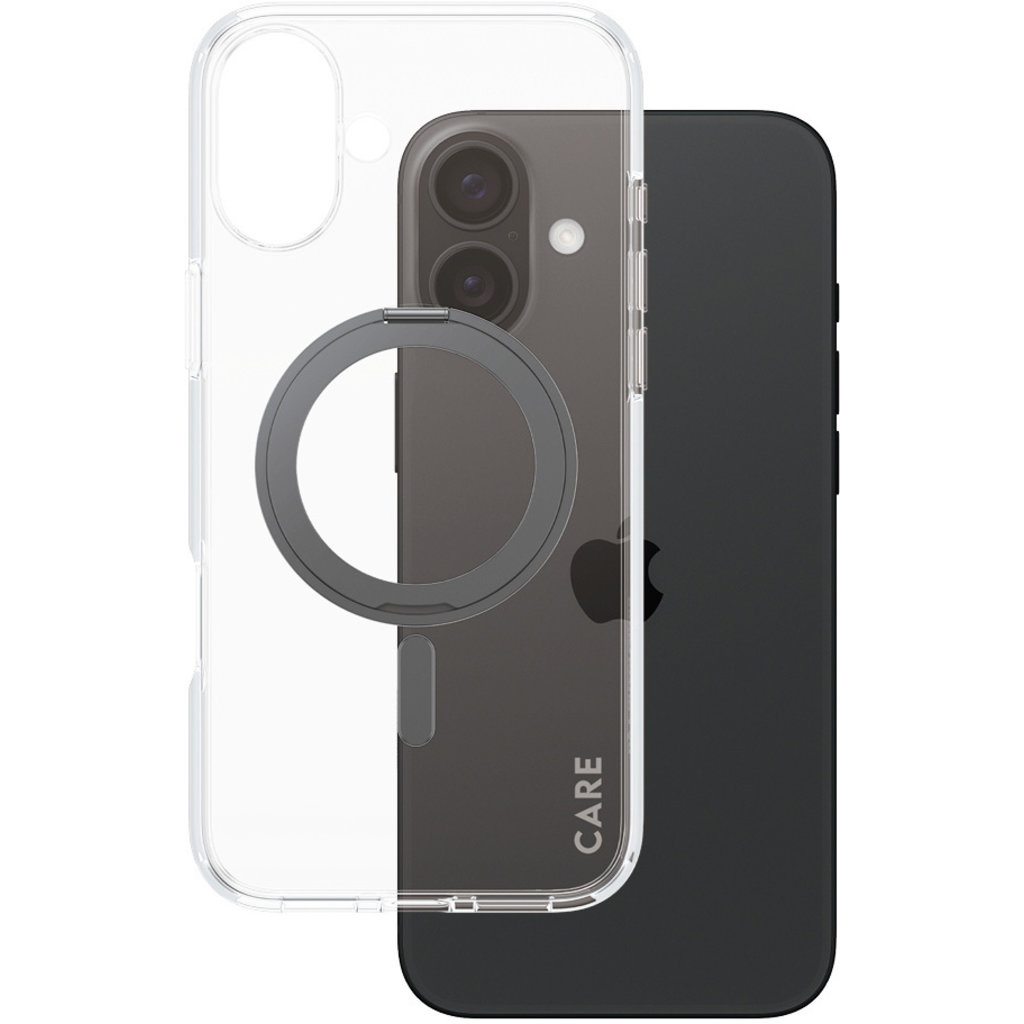 CARE by PanzerGlass CARE by PanzerGlass Feature Case Transparent w. Black Kickstand & MagSafe iPhone 16 Plus