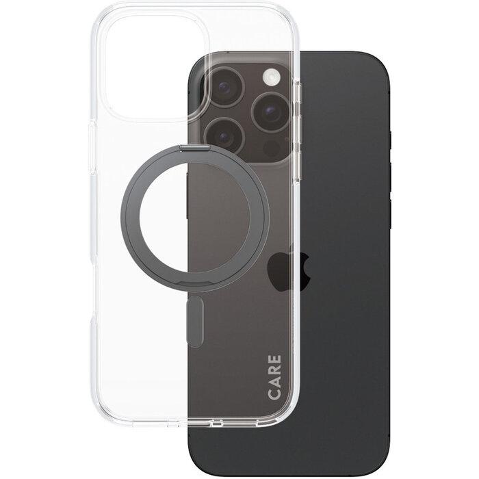 CARE by PanzerGlass CARE by PanzerGlass Feature Case Transparent w. Black Kickstand & MagSafe iPhone 16 Pro Max
