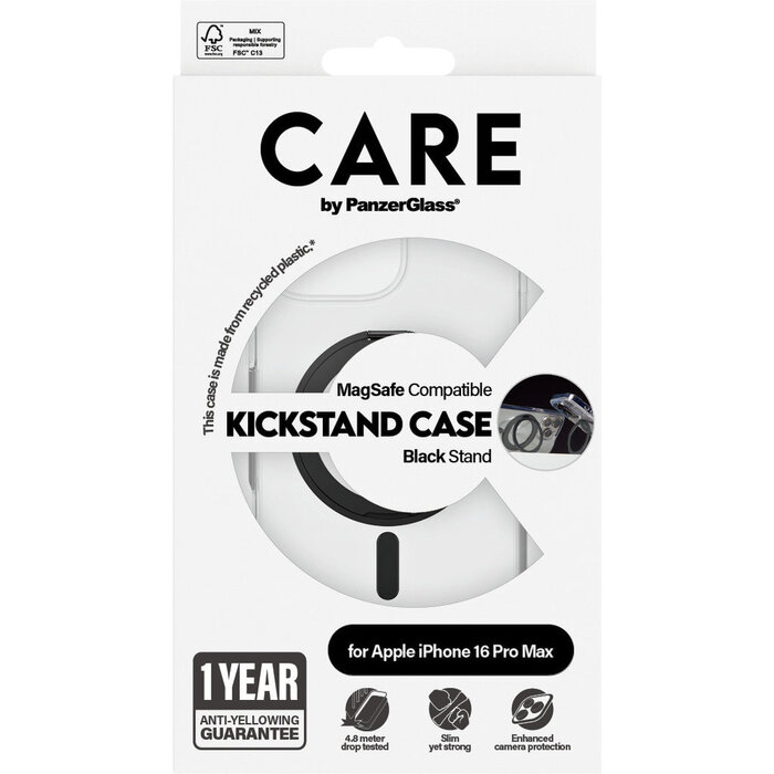 CARE by PanzerGlass PanzerGlass CARE Case iPhone 16 Pro Max - Transparant met MagSafe & Stand