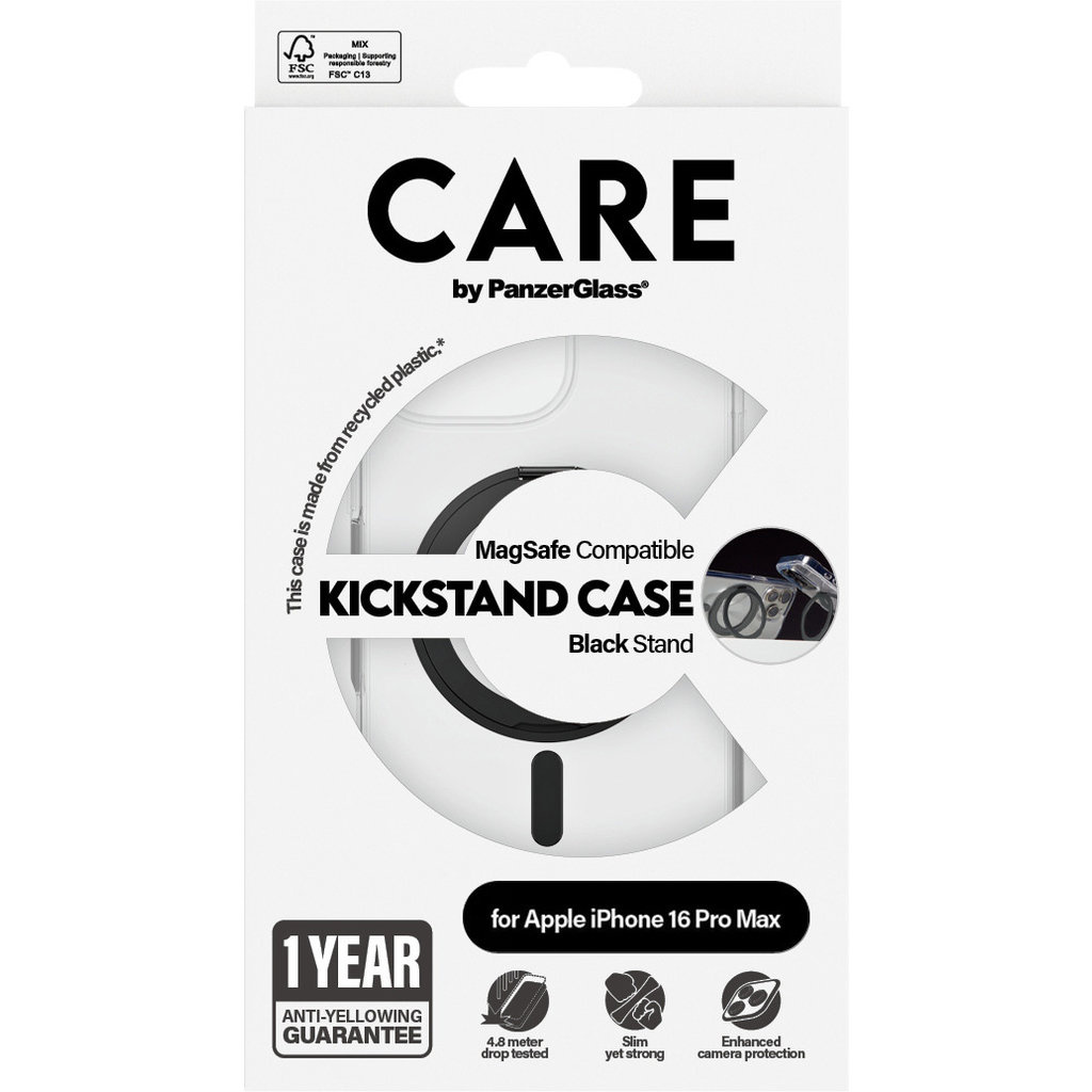 CARE by PanzerGlass PanzerGlass CARE Case iPhone 16 Pro Max - Transparant met MagSafe & Stand