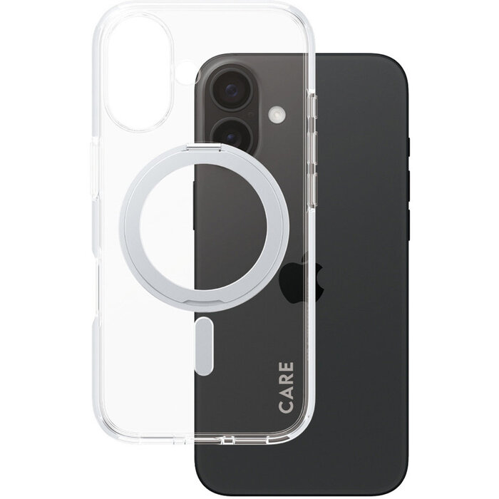 CARE by PanzerGlass PanzerGlass CARE iPhone 16 Hoesje - Transparant met MagSafe & Kickstand