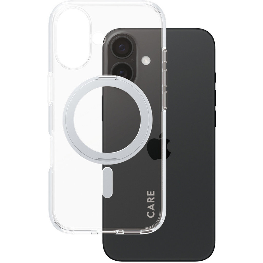 CARE by PanzerGlass PanzerGlass CARE iPhone 16 Hoesje - Transparant met MagSafe & Kickstand