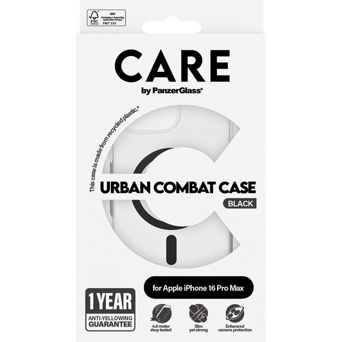 CARE by PanzerGlass CARE by PanzerGlass Flagship Case Transparent Urban Combat w. Black MagSafe iPhone 16 Pro Max