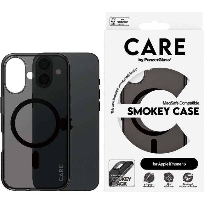CARE by PanzerGlass PanzerGlass Urban Combat MagSafe Case iPhone 16 - Smokey Black