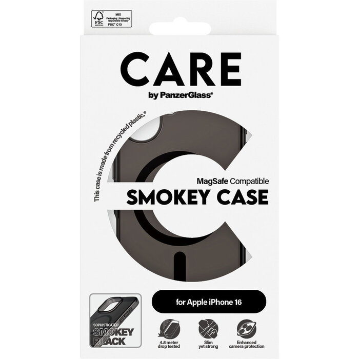 CARE by PanzerGlass CARE by PanzerGlass Flagship Case Smokey Urban Combat w. Black MagSafe iPhone 16