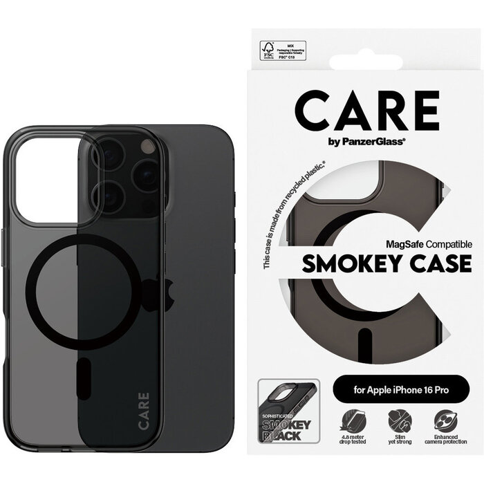 CARE by PanzerGlass PanzerGlass Urban Combat MagSafe Hoesje iPhone 16 Pro - Smokey Black