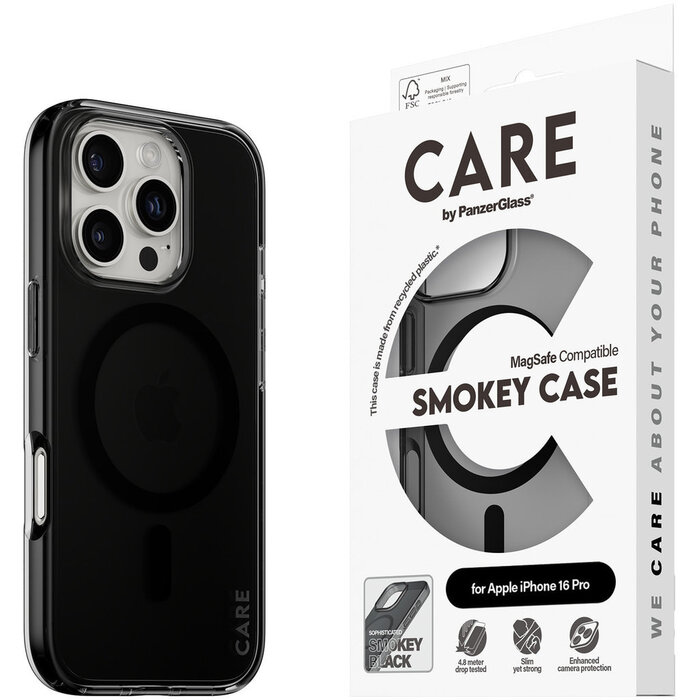 CARE by PanzerGlass PanzerGlass Urban Combat MagSafe Hoesje iPhone 16 Pro - Smokey Black
