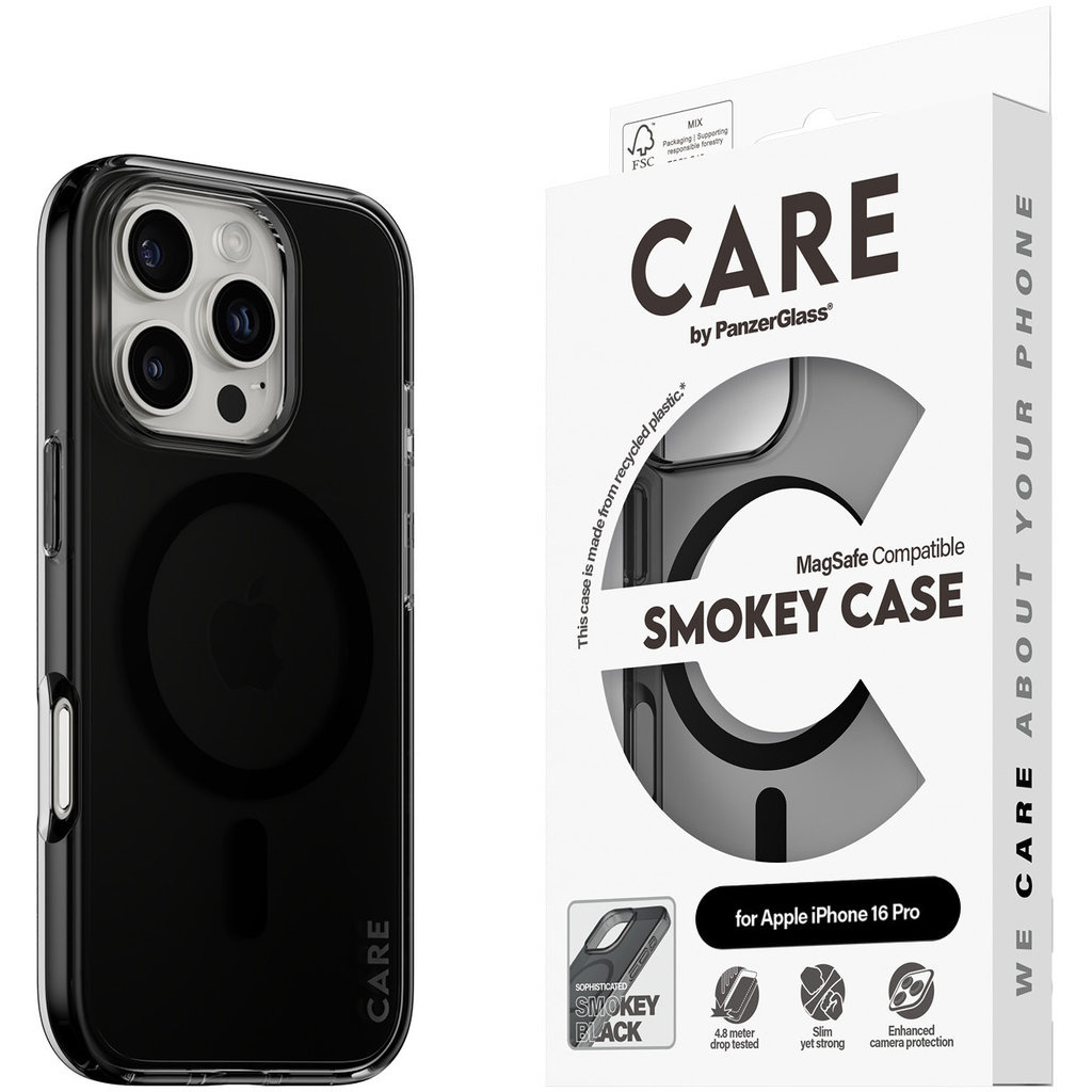 CARE by PanzerGlass PanzerGlass Urban Combat MagSafe Hoesje iPhone 16 Pro - Smokey Black, foto 5 van 5