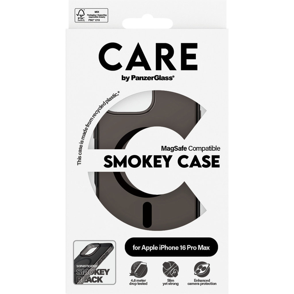 CARE by PanzerGlass PanzerGlass CARE MagSafe Case voor iPhone 16 Pro Max - Smokey Black