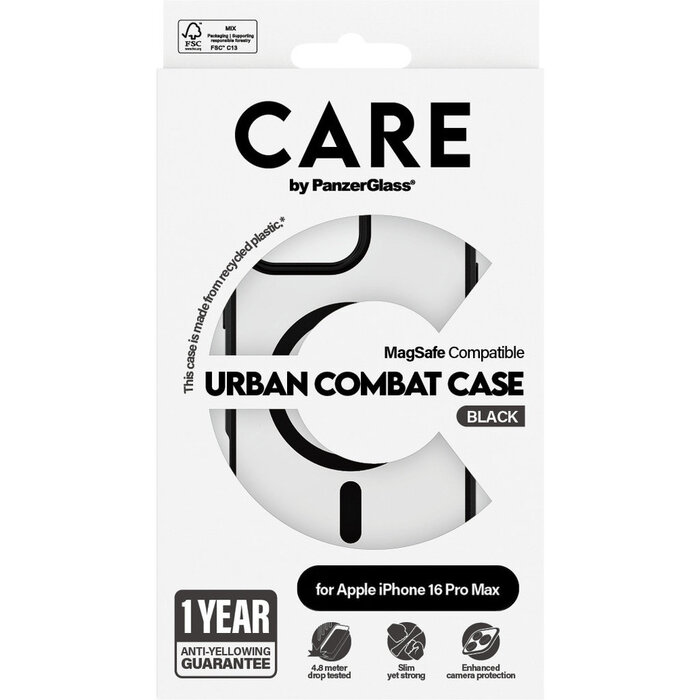 CARE by PanzerGlass CARE by PanzerGlass Flagship Case Transparent Urban Combat w. Black Frame & MagSafe iPhone 16 Pro Max
