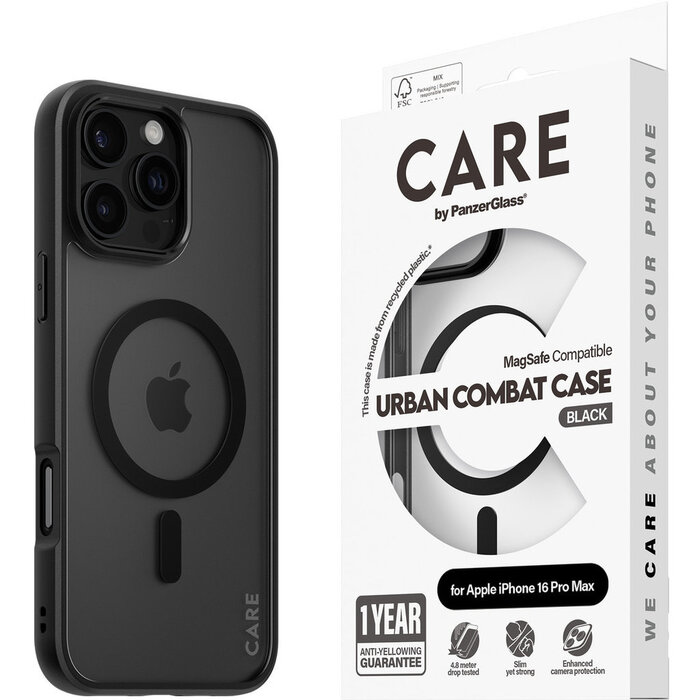 CARE by PanzerGlass PanzerGlass Urban Combat MagSafe Case iPhone 16 Pro Max - Zwart