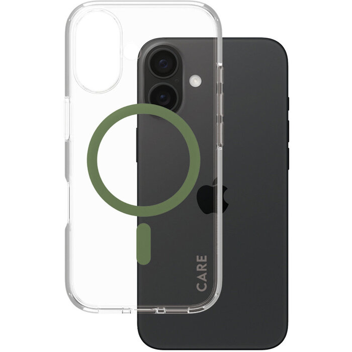 CARE by PanzerGlass CARE by PanzerGlass Flagship Case Transparent Urban Combat w. Green MagSafe iPhone 16