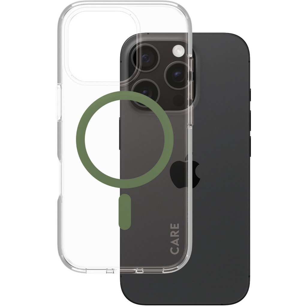 CARE by PanzerGlass CARE by PanzerGlass Flagship Case Transparent Urban Combat w. Green MagSafe iPhone 16 Pro