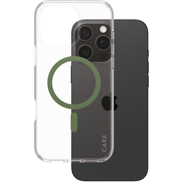 CARE by PanzerGlass PanzerGlass Urban Combat MagSafe Case voor iPhone 16 Pro Max - Transparant/Groen