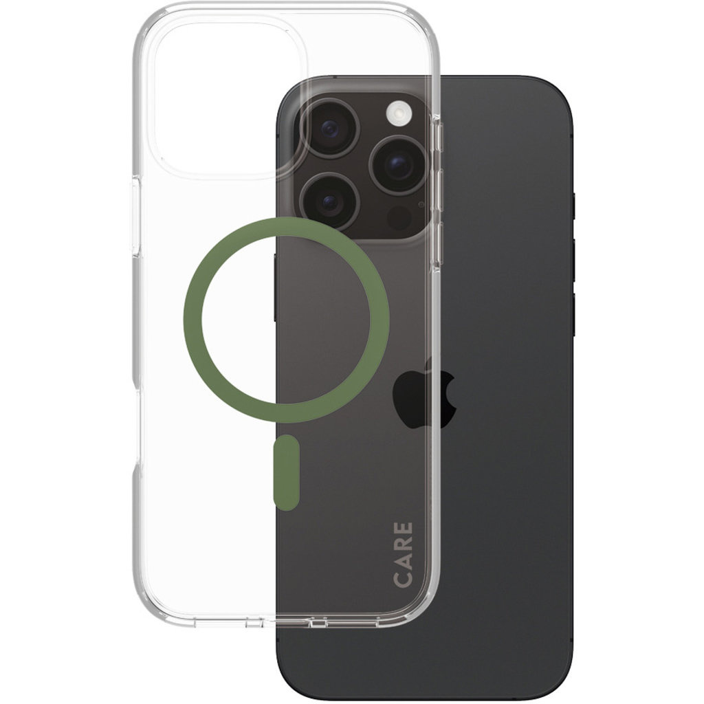 CARE by PanzerGlass PanzerGlass Urban Combat MagSafe Case voor iPhone 16 Pro Max - Transparant/Groen