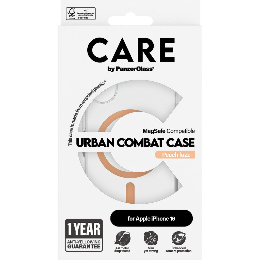 CARE by PanzerGlass PanzerGlass Urban Combat Case voor iPhone 16 met MagSafe - Transparant, foto 4 van 5