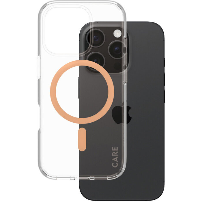 CARE by PanzerGlass PanzerGlass Urban Combat MagSafe Case iPhone 16 Pro - Transparant/Peachy