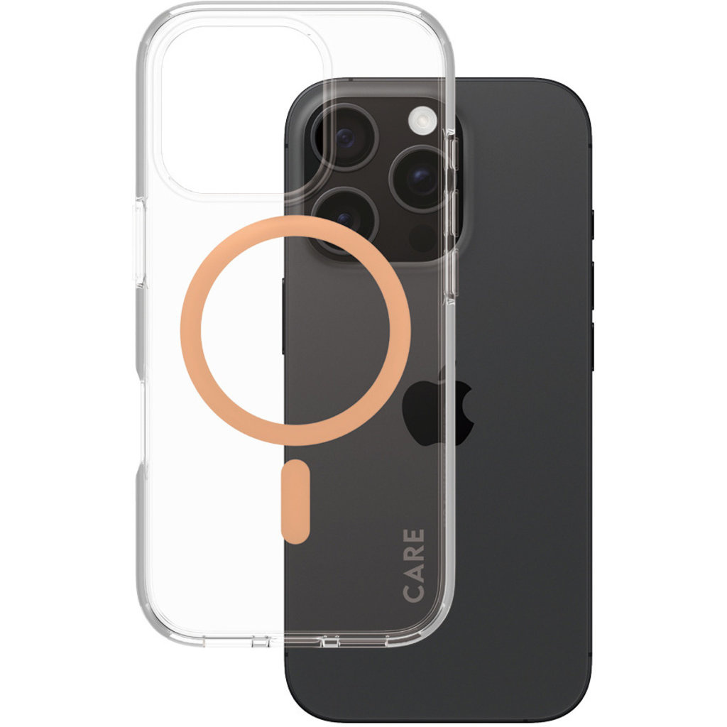 CARE by PanzerGlass PanzerGlass Urban Combat MagSafe Case iPhone 16 Pro - Transparant/Peachy