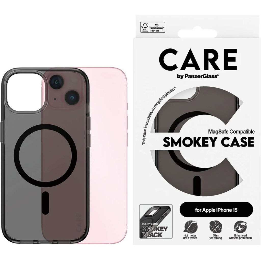CARE by PanzerGlass CARE by PanzerGlass Flagship Case Smokey Urban Combat w. Black MagSafe iPhone 15