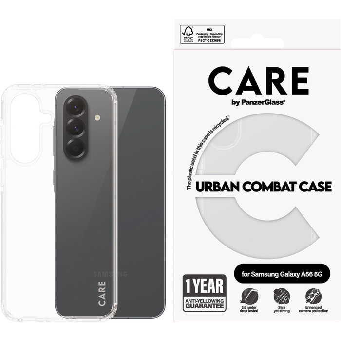 CARE by PanzerGlass PanzerGlass CARE Urban Combat Case voor Samsung Galaxy A56 - Transparant