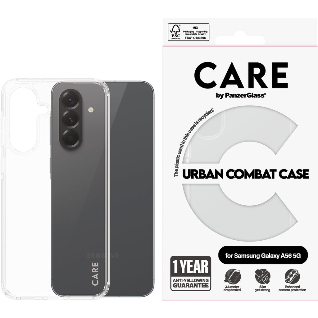 CARE by PanzerGlass PanzerGlass CARE Urban Combat Case voor Samsung Galaxy A56 - Transparant, foto 3 van 5