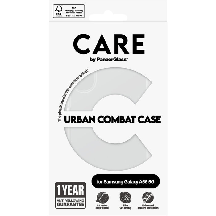 CARE by PanzerGlass PanzerGlass CARE Urban Combat Case voor Samsung Galaxy A56 - Transparant
