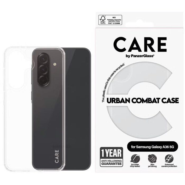 CARE by PanzerGlass PanzerGlass Urban Combat Case voor Samsung Galaxy A36 5G - Transparant