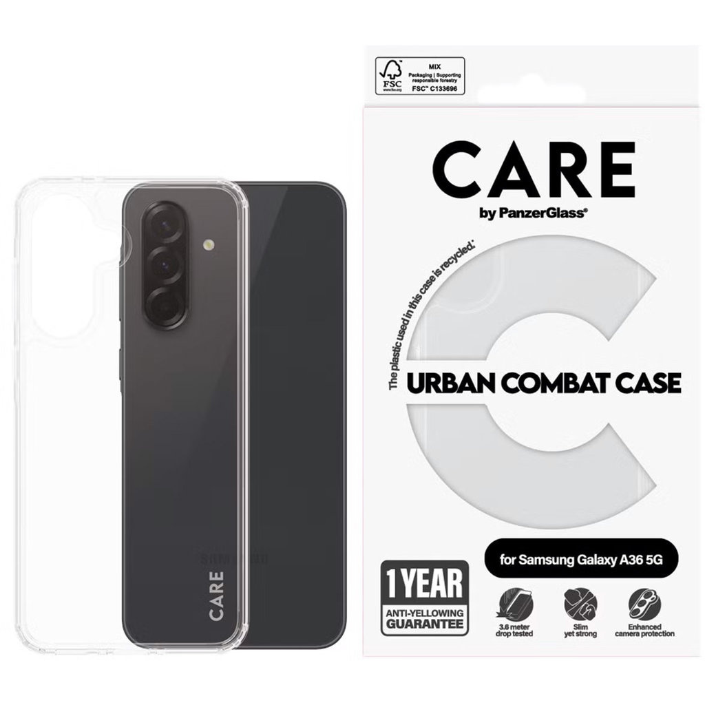 CARE by PanzerGlass PanzerGlass Urban Combat Case voor Samsung Galaxy A36 5G - Transparant