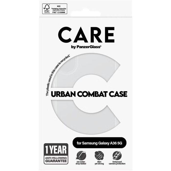 CARE by PanzerGlass PanzerGlass Urban Combat Case voor Samsung Galaxy A36 5G - Transparant