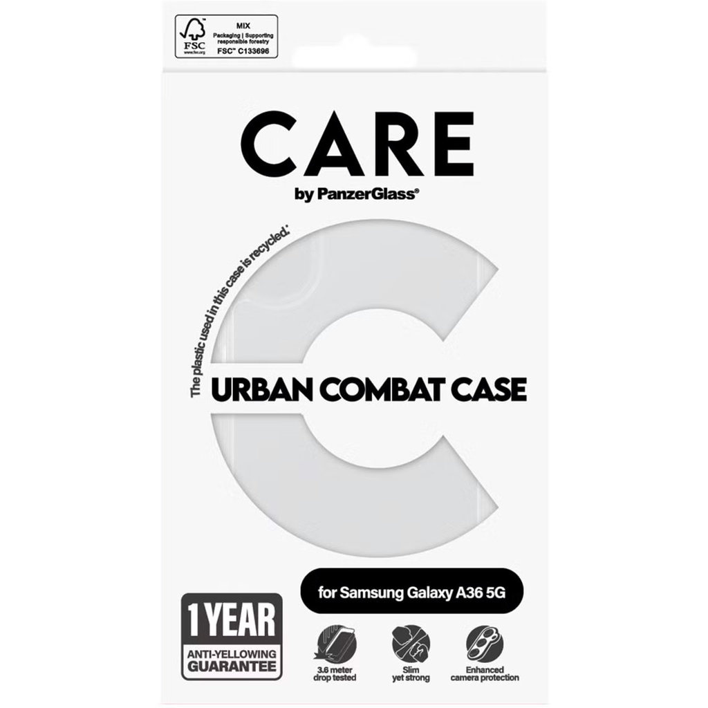CARE by PanzerGlass PanzerGlass Urban Combat Case voor Samsung Galaxy A36 5G - Transparant