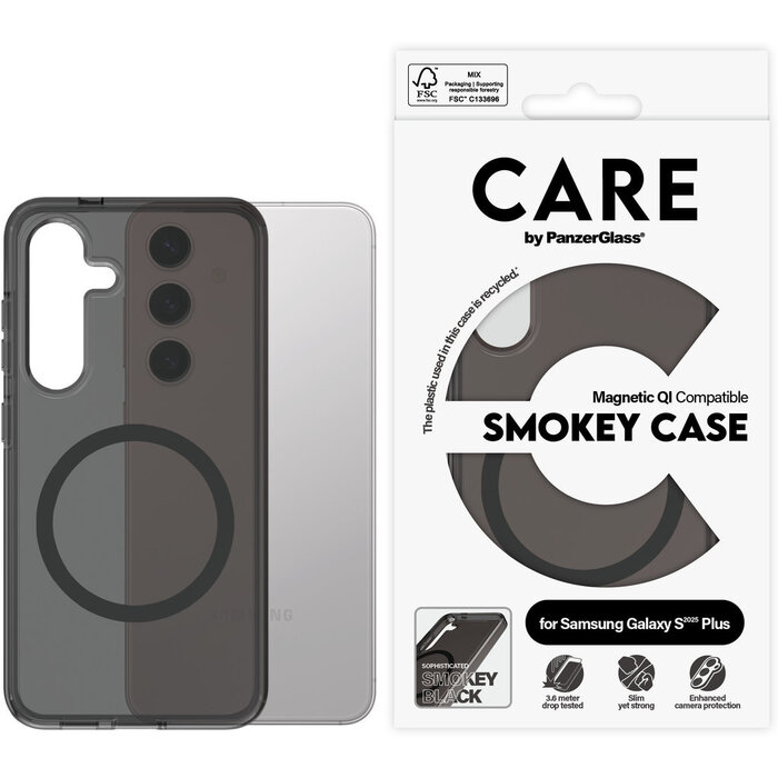 CARE by PanzerGlass CARE by PanzerGlass Flagship Case Smokey Urban Combat w. Black QI Module Samsung S25 Plus