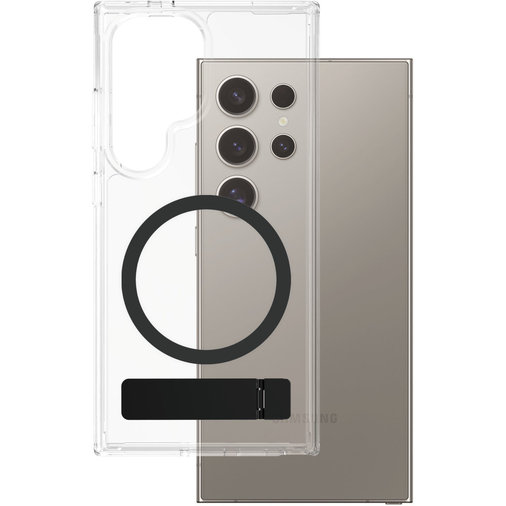 CARE by PanzerGlass CARE by PanzerGlass Feature Case Transparent w. Black Kickstand & QI Samsung S25 Ultra