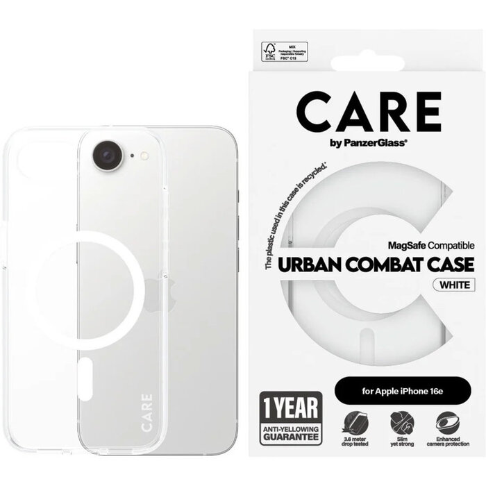 CARE by PanzerGlass CARE by PanzerGlass Flagship Case Transparent Urban Combat w. White MagSafe iPhone 17e/16e