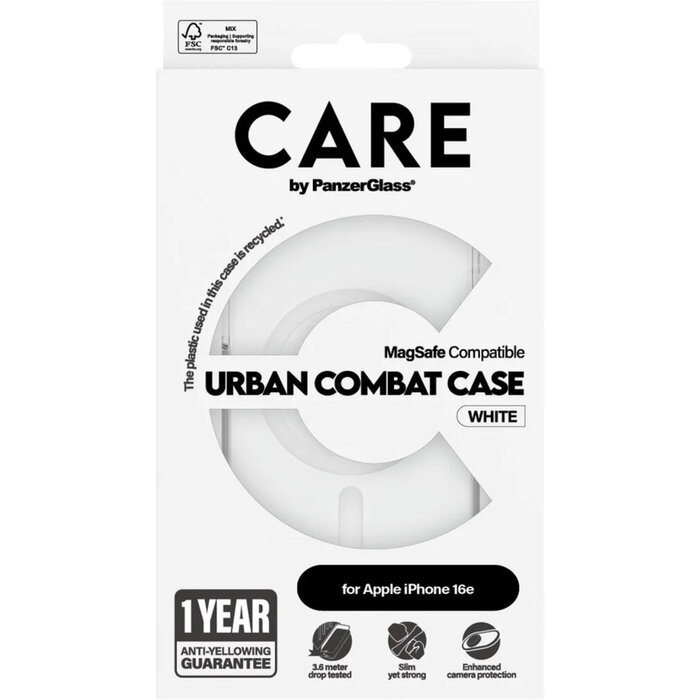 CARE by PanzerGlass CARE by PanzerGlass Flagship Case Transparent Urban Combat w. White MagSafe iPhone 17e/16e